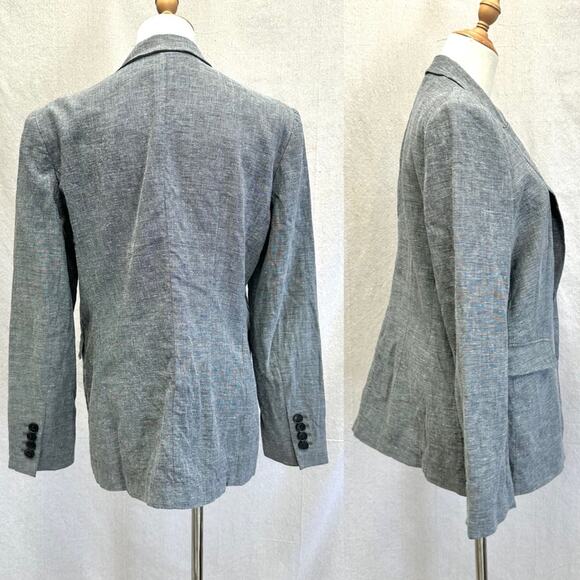 Lafayette 148 NY wool & linen black and white tweed single button blazer size 10 - Picture 14 of 15
